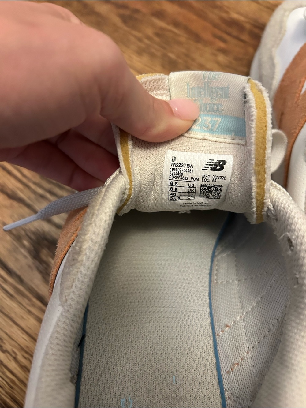 New Balance Kids Beige & Tan Sneakers with Orange 'N' Accent - Picture 5 of 5